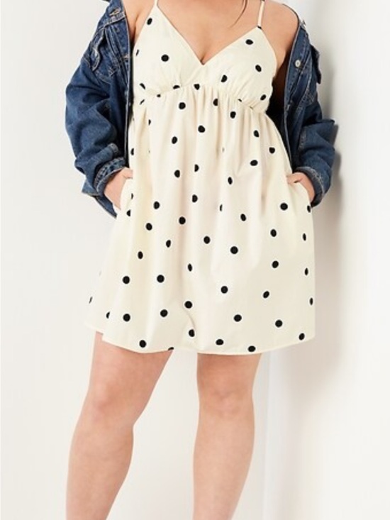 Old Navy Dresses & Skirts - Old Navy Cream and Black Polka Dot Midi Dress